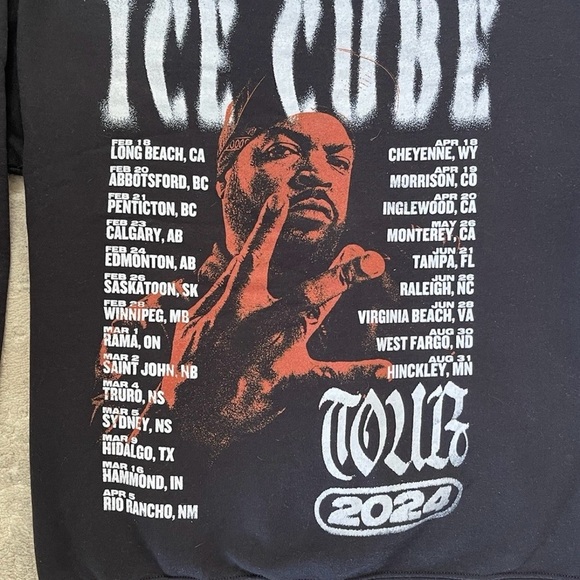 Ice Cube 2024 Tour Zip Up Hoodie - Size Mens Medium - Black - Picture 3 of 8